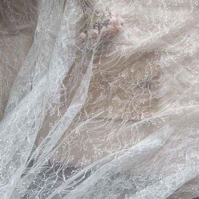 Sequined Chantilly Lace Fabric TLF006