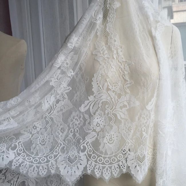Eyelash Chantilly Lace Fabric TLF004