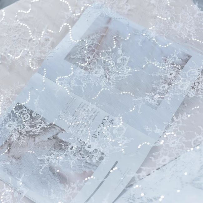 Sequined Chantilly Lace Fabric TLF003