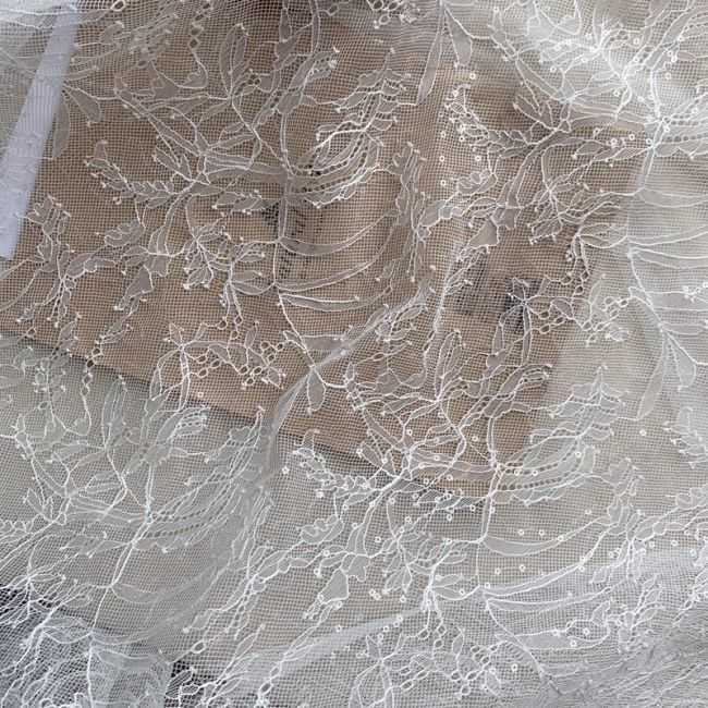 Sequined Chantilly Lace Fabric TLF006