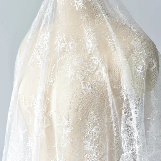 Sequined Chantilly Lace Fabric TLF003