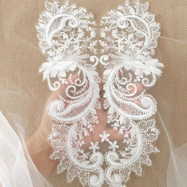Corded Heavily Sequined Beaded Embroidered Lace Fabric TLF036