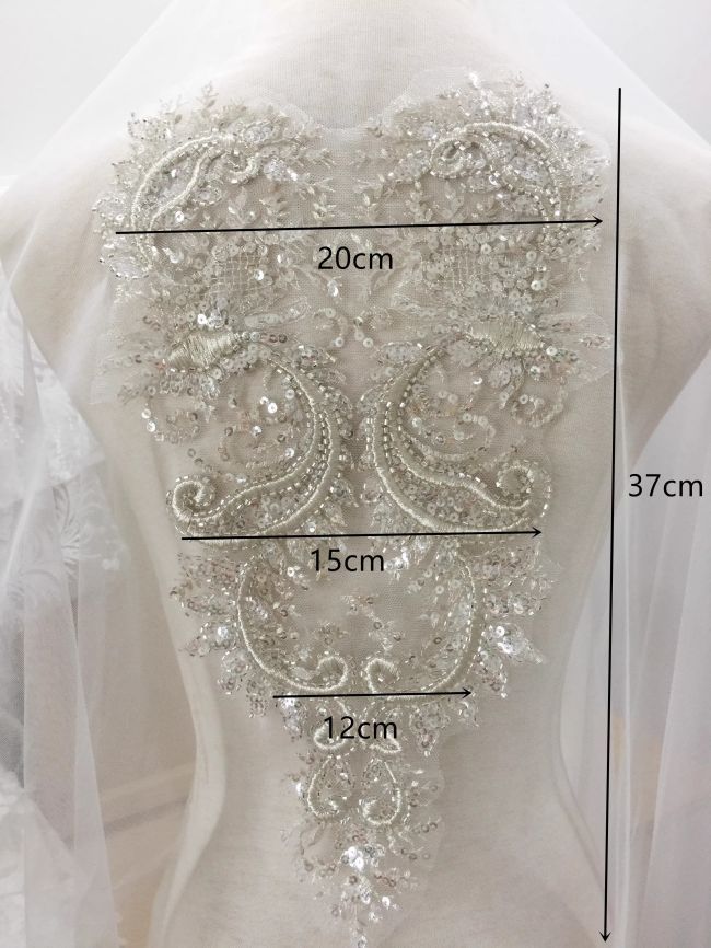 Corded Heavily Sequined Beaded Embroidered Lace Fabric TLF036