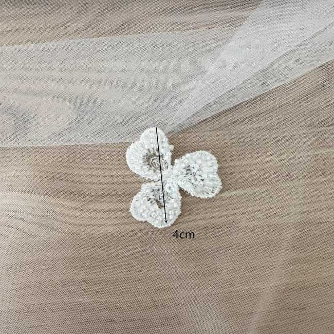 Sequined Beaded Embroidered 3D Flowers Lace Applique TLF075