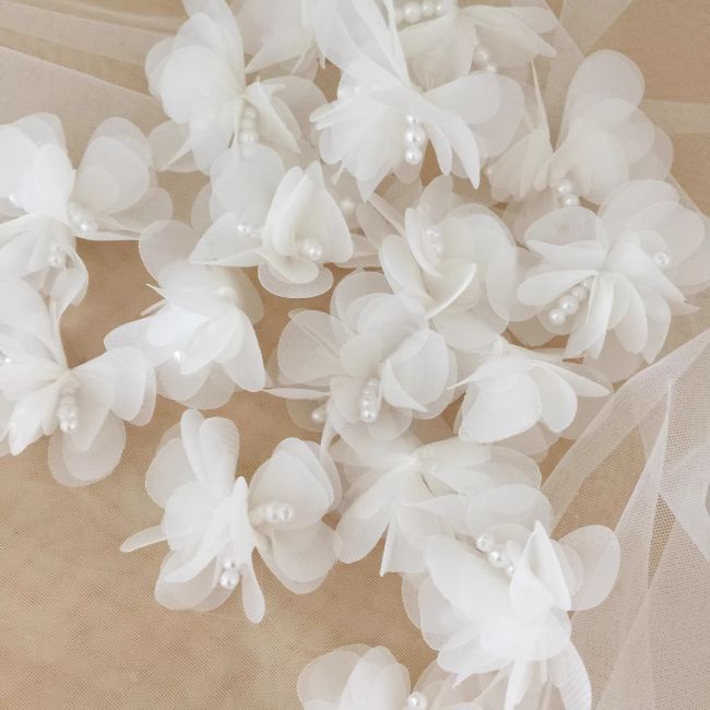 Beaded 3D Fabric Flower Applique TLF044