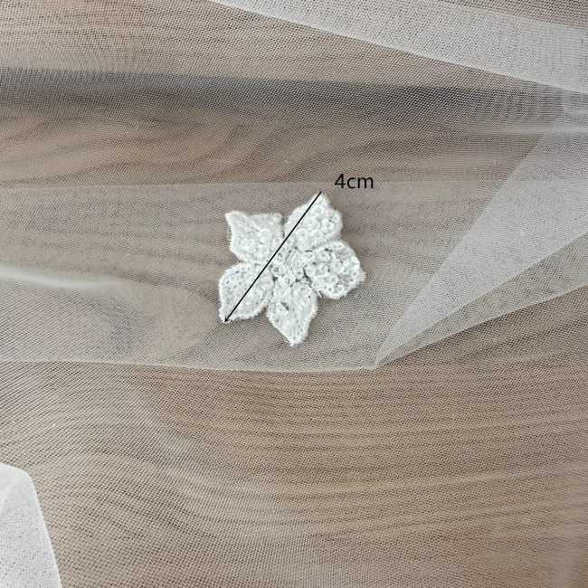 Sequined Beaded Embroidered 3D Flowers Lace Applique TLF075