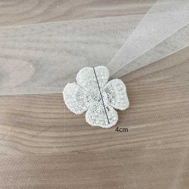 Sequined Beaded Embroidered 3D Flowers Lace Applique TLF075