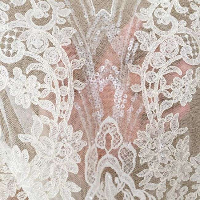 Sequined Beaded Embroidered 3D Flowers Lace Applique TLF056