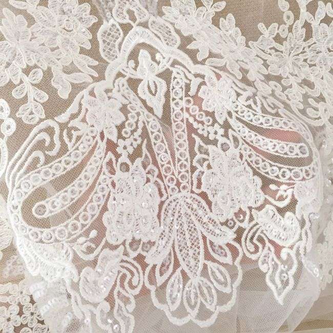 Sequined Beaded Embroidered 3D Flowers Lace Applique TLF056