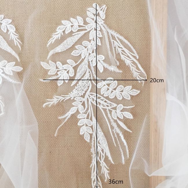 Sequined Beaded Embroidered 3D Flowers Lace Applique TLF055