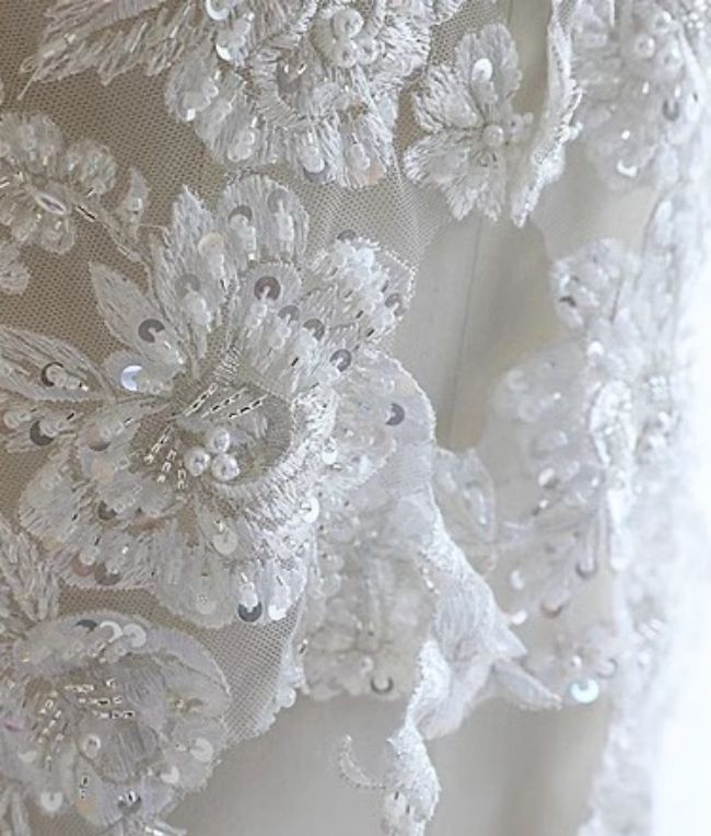 Sequined Beaded Embroidered 3D Flowers Lace Applique TLF078