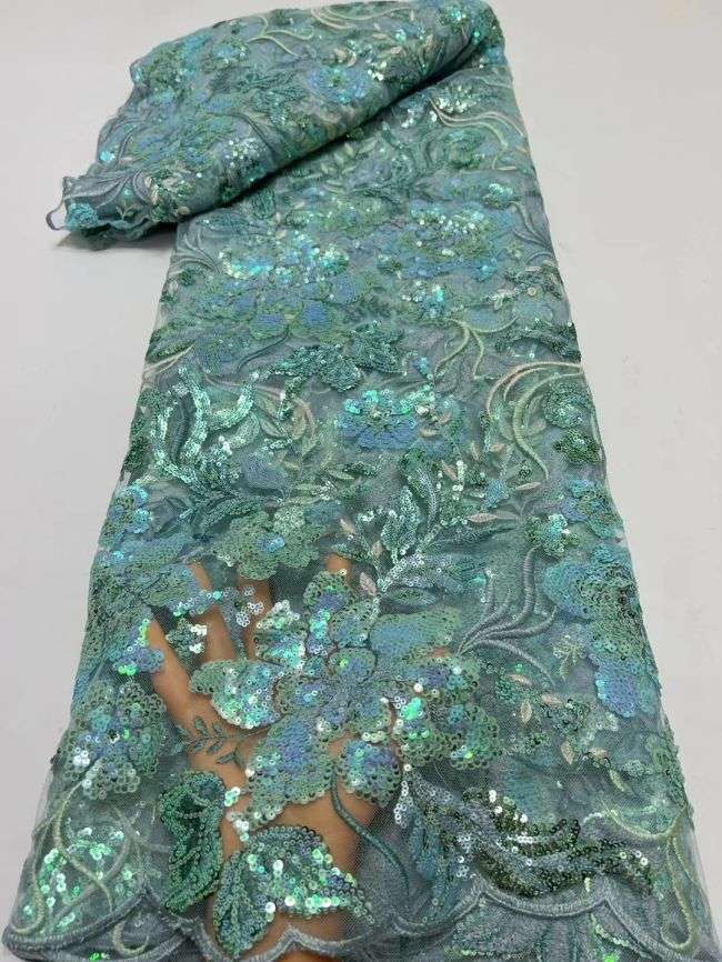 Multi-Coloured 3D Lace Fabric Flowers Leaves Embroidered Lace Fabric TLF117