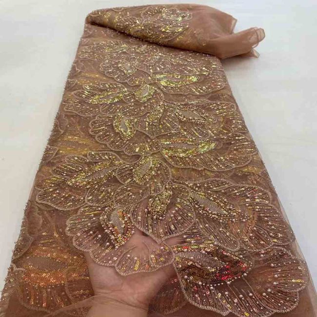 Multi-Coloured 3D Lace Fabric Flowers Leaves Embroidered Lace Fabric TLF152