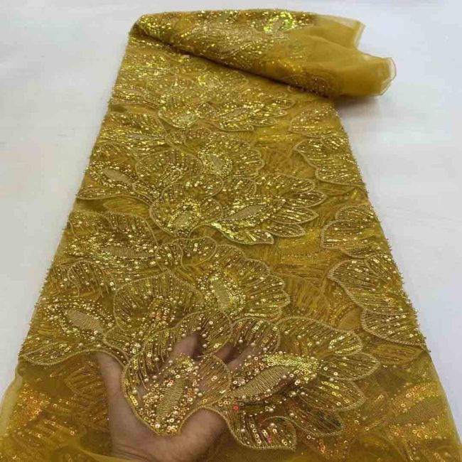 Multi-Coloured 3D Lace Fabric Flowers Leaves Embroidered Lace Fabric TLF152
