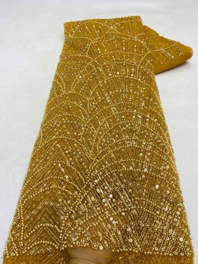 5 Yards Colored Sequined Beaded Embroidered Lace Fabric JX137
