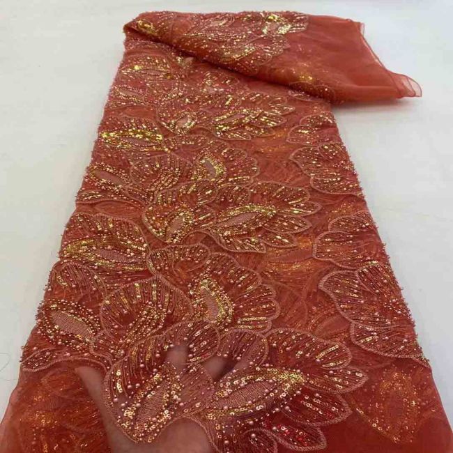 Multi-Coloured 3D Lace Fabric Flowers Leaves Embroidered Lace Fabric TLF152