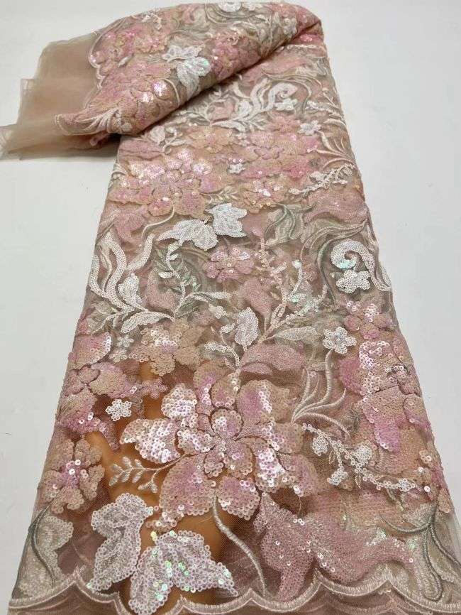 Multi-Coloured 3D Lace Fabric Flowers Leaves Embroidered Lace Fabric TLF117