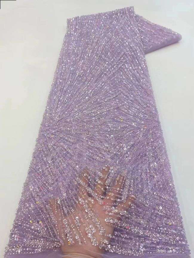 Multi-Coloured Sequined Beaded Embroidered Lace Fabric TLF160