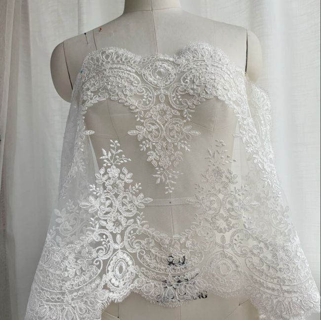 Corded Embroidered Trim Lace TLF281