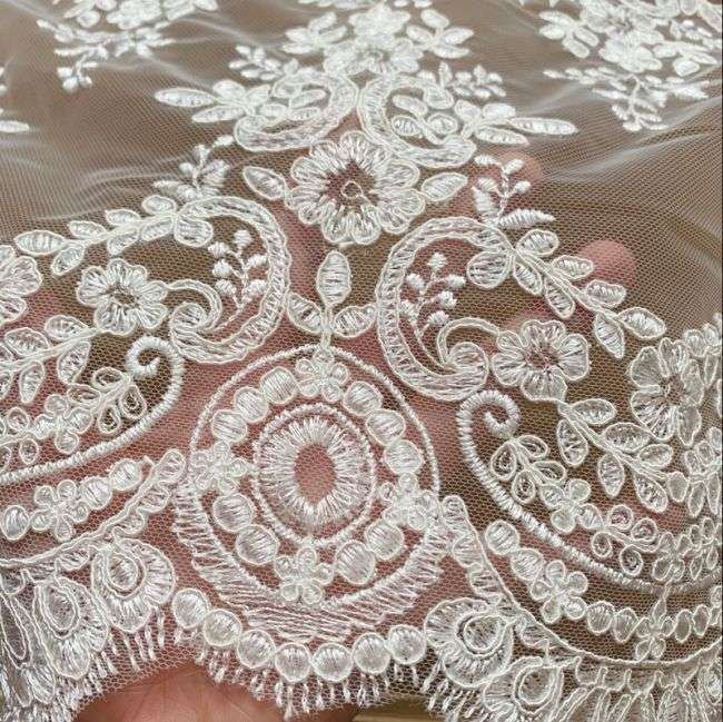 Corded Embroidered Trim Lace TLF281