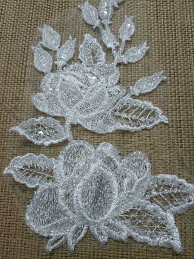 Beaded Embroidered Lace Applique TLF289