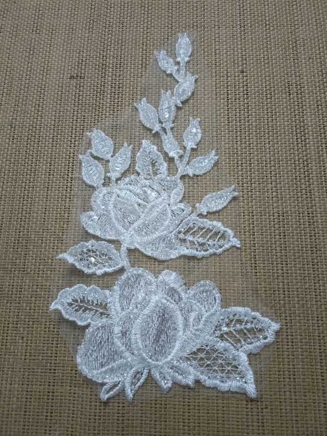 Beaded Embroidered Lace Applique TLF289