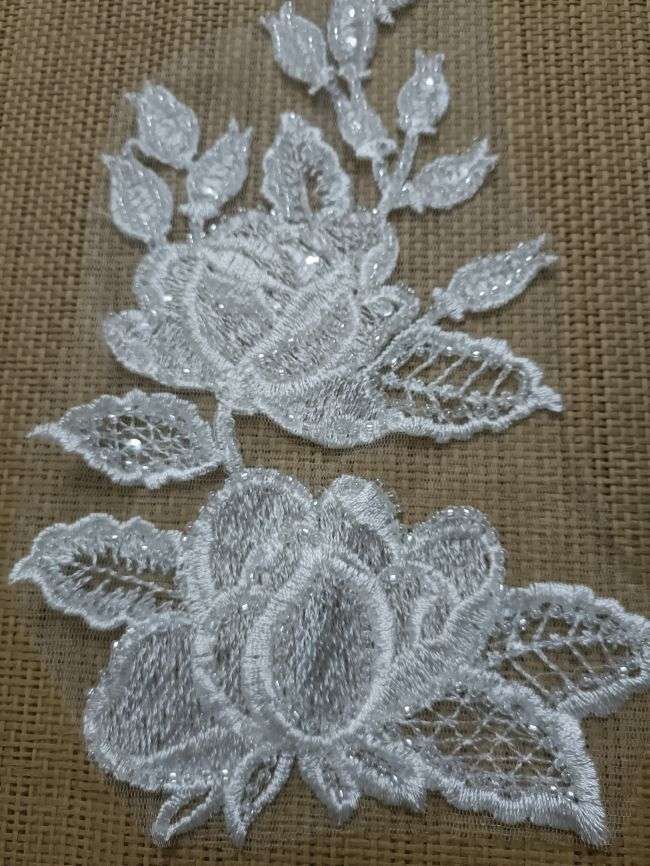 Beaded Embroidered Lace Applique TLF289