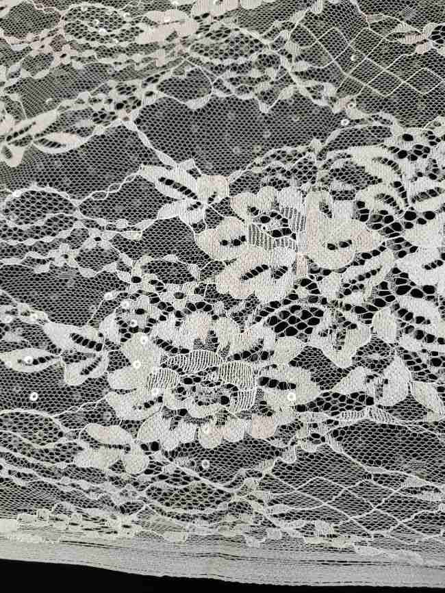 Sequined Chantilly Bridal Lace Fabric TLF287