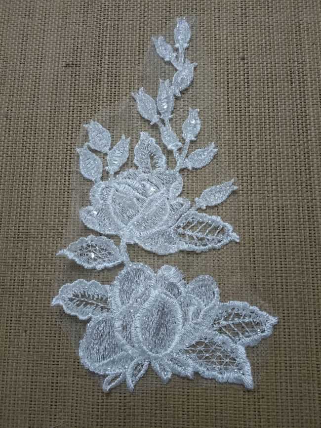 Beaded Embroidered Lace Applique TLF289