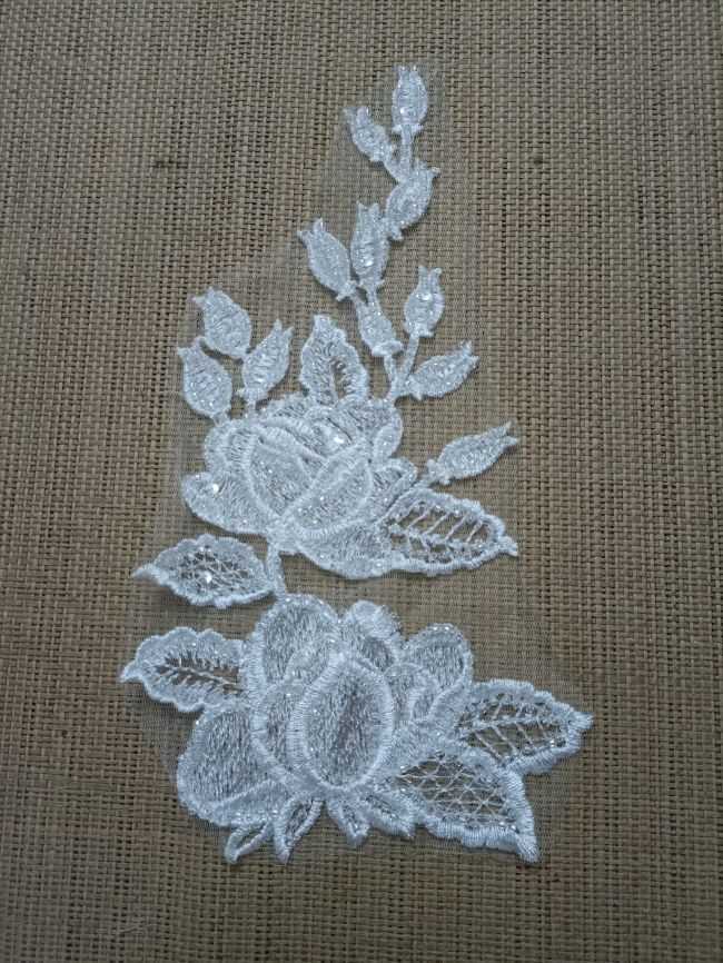 Beaded Embroidered Lace Applique TLF289
