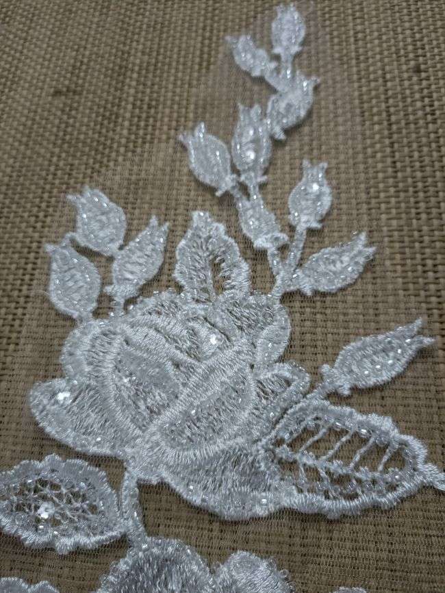 Beaded Embroidered Lace Applique TLF289