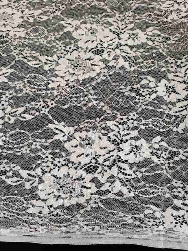 Sequined Chantilly Bridal Lace Fabric TLF287