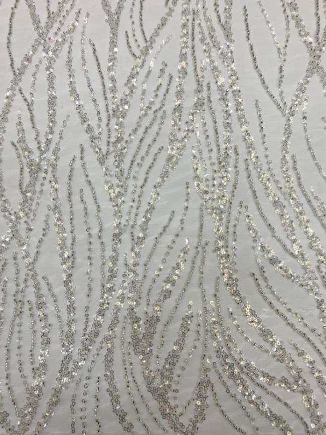 Multi-Coloured Sequined Beaded 3D Floral Embroidered Bridal Lace Fabric TDD006