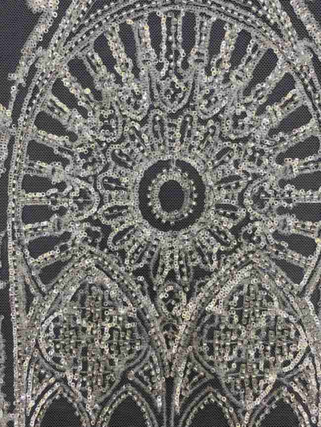 Sequined Beaded Embroidered Bridal Lace Fabric TDD113