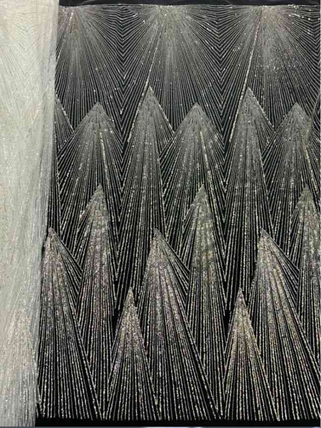 Sequined Beaded Embroidered Bridal Lace Fabric TDD114