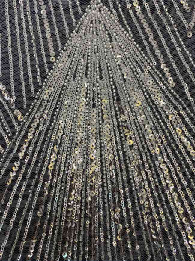 Sequined Beaded Embroidered Bridal Lace Fabric TDD114