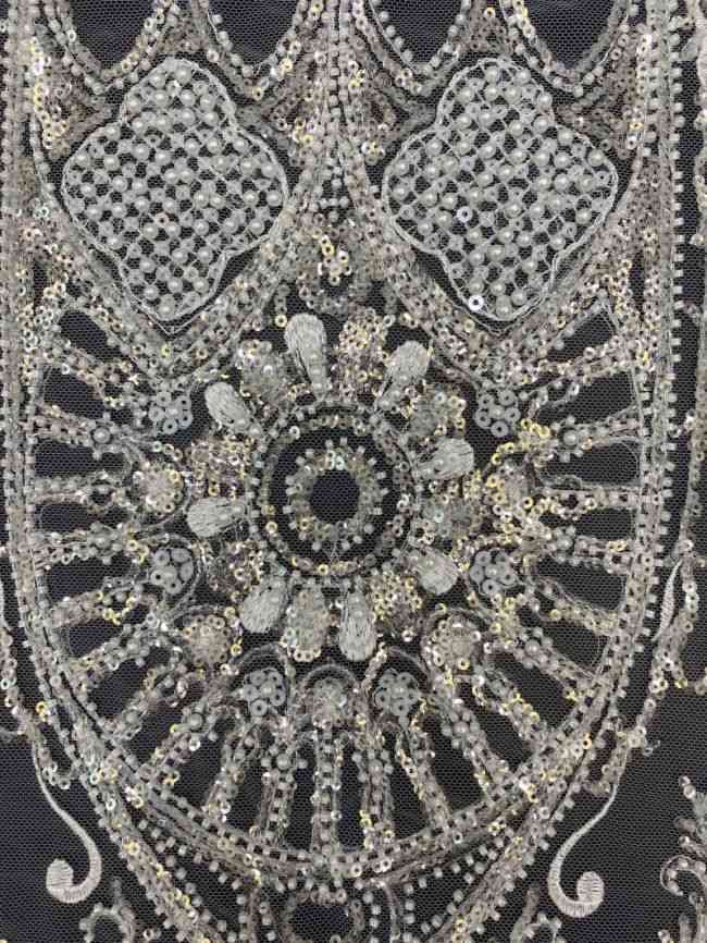 Sequined Beaded Embroidered Bridal Lace Fabric TDD113