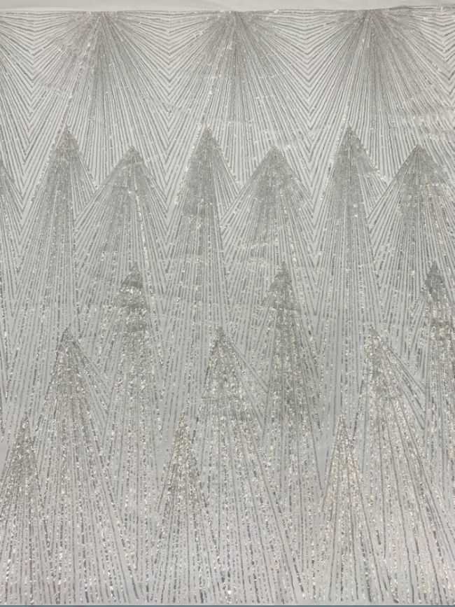 Sequined Beaded Embroidered Bridal Lace Fabric TDD114