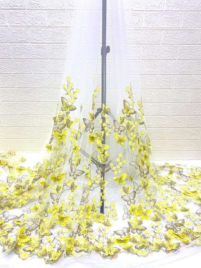 Multi-Coloured Embroidered Lace Fabric TLF304