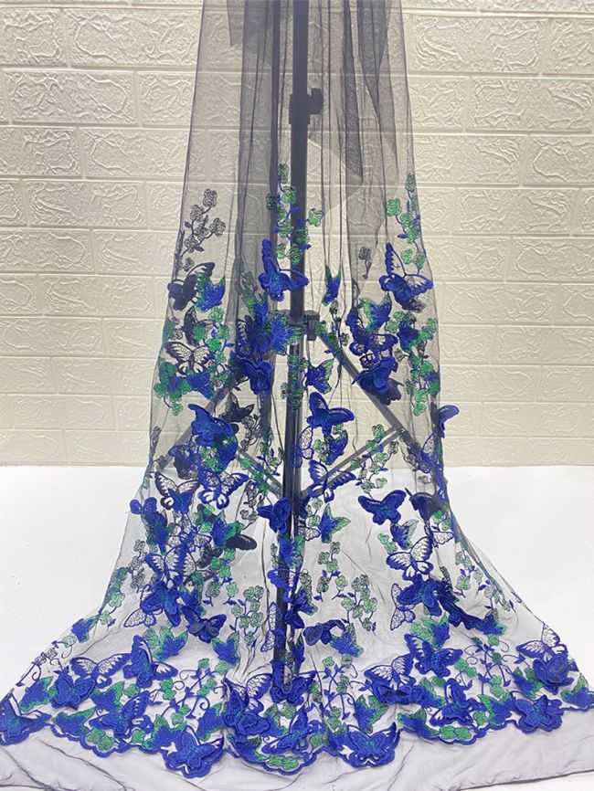 Multi-Coloured Embroidered Lace Fabric TLF304