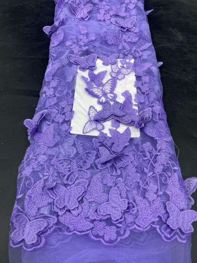 Multi-Coloured Embroidered Lace Fabric TLF304