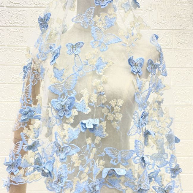 Multi-Coloured Embroidered Lace Fabric TLF304