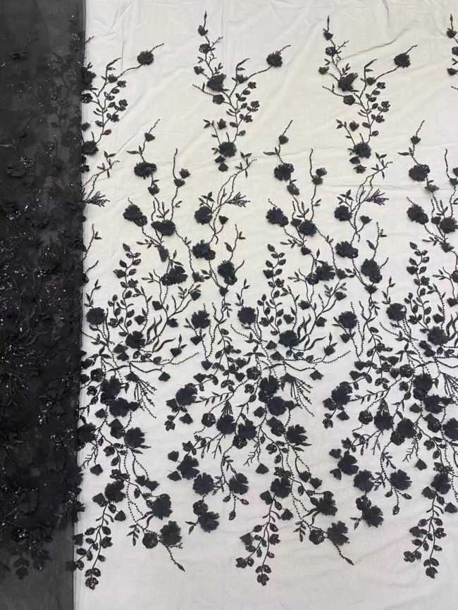 Multi-Coloured Sequined Beaded Embroidered Lace Fabric TLF213