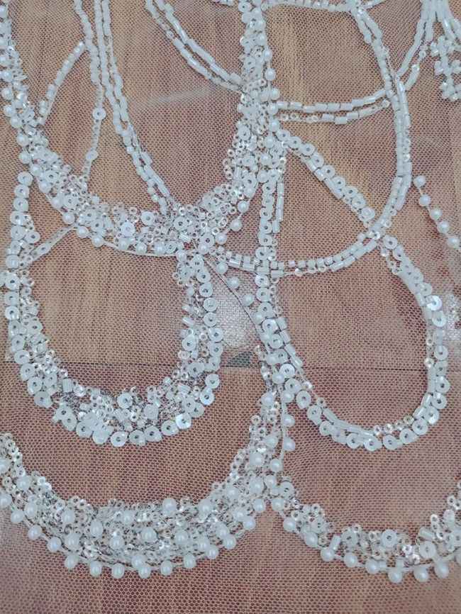 Sequined Beaded Embroidered Bridal Lace Fabric RX89