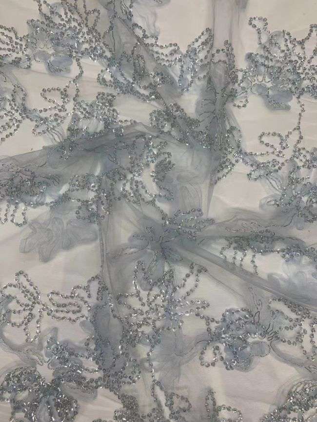 5 Yards Multi-Colored 3D Floral Flowers Sequins Beaded Embroidered Lace Fabric JX115