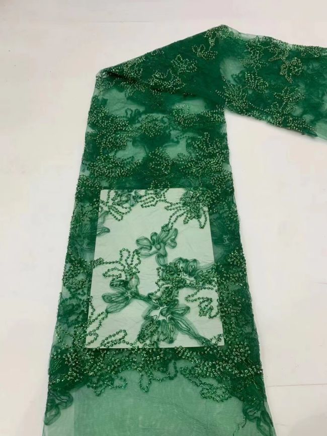 5 Yards Multi-Colored 3D Floral Flowers Sequins Beaded Embroidered Lace Fabric JX115