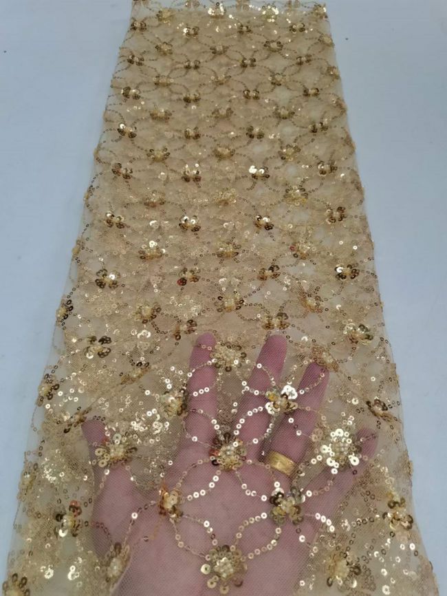 5 Yards Multi-Colored 3D Floral Flowers Sequins Beaded Embroidered Lace Fabric JX077