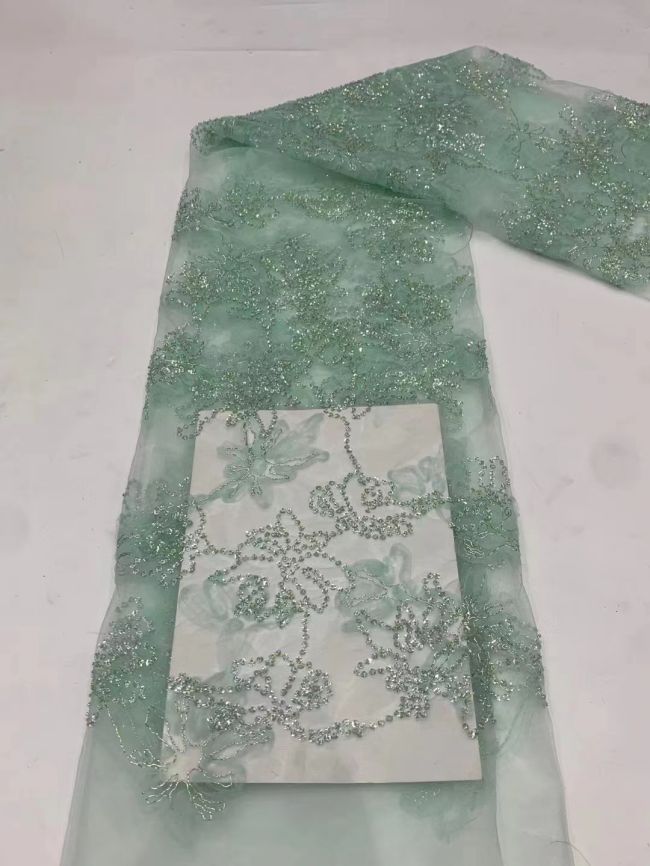5 Yards Multi-Colored 3D Floral Flowers Sequins Beaded Embroidered Lace Fabric JX115