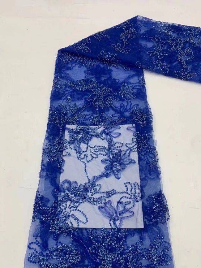 5 Yards Multi-Colored 3D Floral Flowers Sequins Beaded Embroidered Lace Fabric JX115