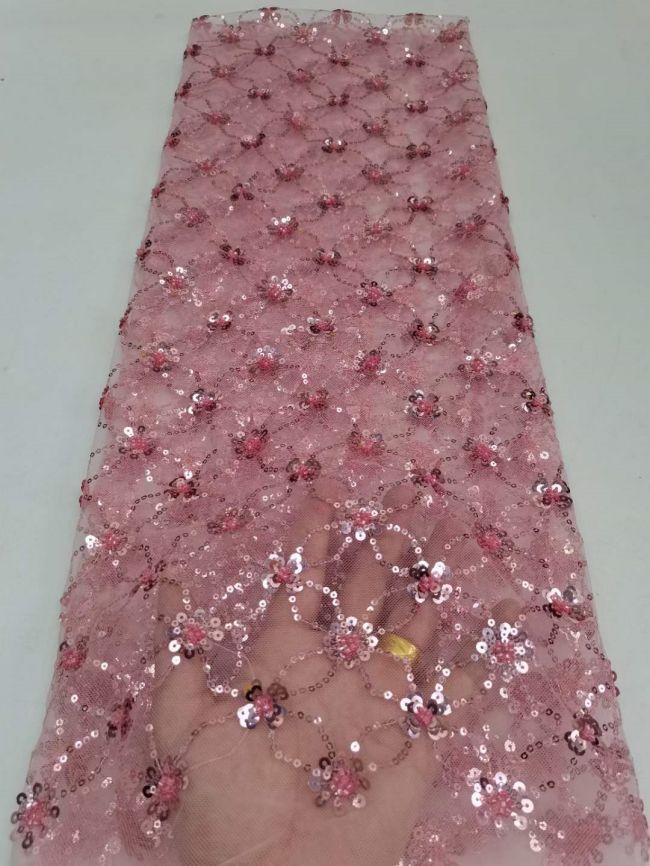 5 Yards Multi-Colored 3D Floral Flowers Sequins Beaded Embroidered Lace Fabric JX077